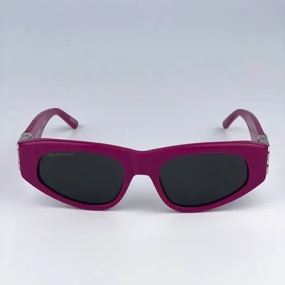 Balenciaga BB0095S 017 Sunglasses Fuchsia Pink Silver Grey Cat Eye Unisex
